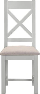WBF - Windsor Cross Back Dining Chair – Pebble Grey with Oat Fabric Seat (X2 PER BOX) - Image 3