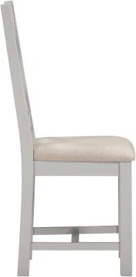 WBF - Windsor Cross Back Dining Chair – Pebble Grey with Oat Fabric Seat (X2 PER BOX) - Image 4