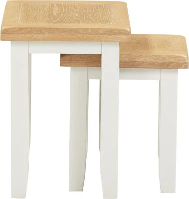 WBF - Windsor Nest of 2 Tables – Ivory Frame with Oak Top 540mm - Image 3