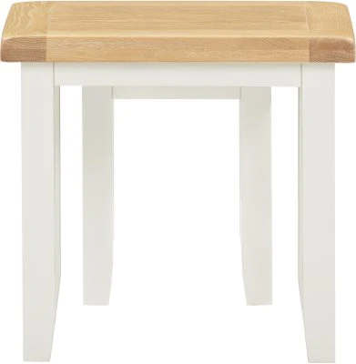 WBF - Windsor Nest of 2 Tables – Ivory Frame with Oak Top 540mm - Image 4