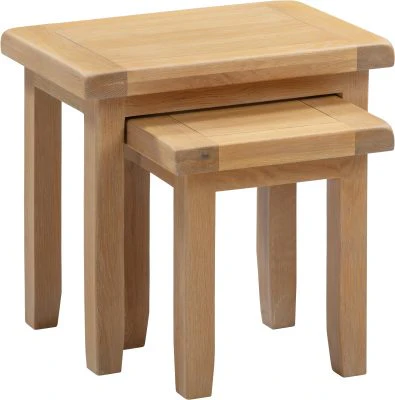 WBF - Windsor Nest of 2 Tables – Natural Oak Compact Design 540mm - Image 2