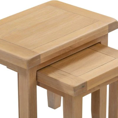 WBF - Windsor Nest of 2 Tables – Natural Oak Compact Design 540mm - Image 5