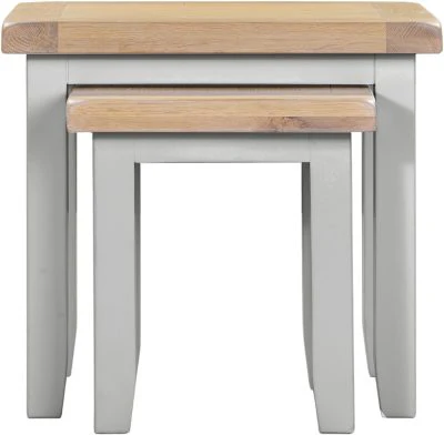 WBF - Windsor Nest of 2 Tables – Pebble Grey with Oak Top 540mm - Image 3