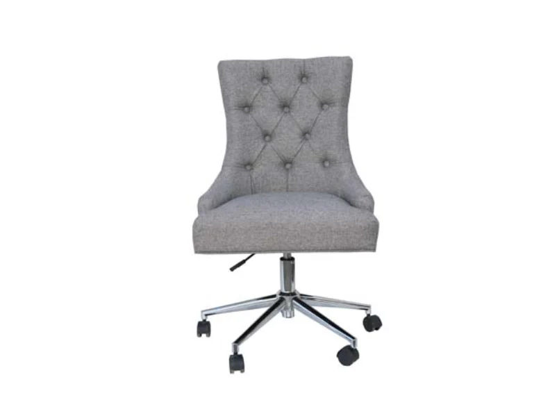 Winged Buttonback Grey Office Chair - Image 3