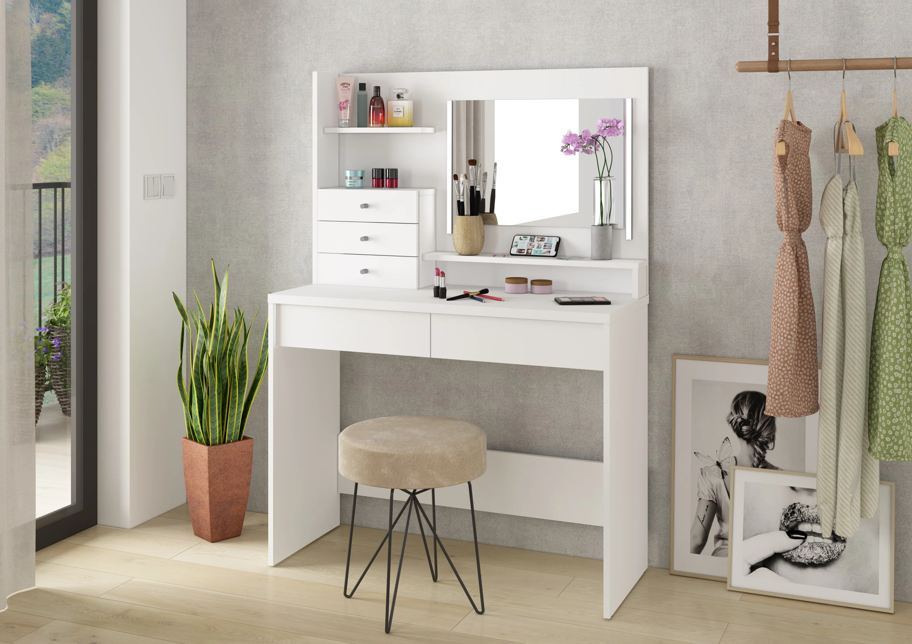 Wish Vanity Table – Dimmable Lights with Storage Drawers - Image 2