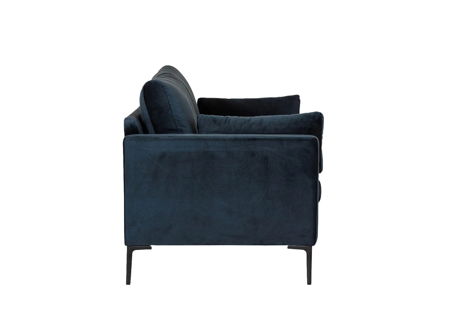 Wren 2 Seater Sofa – Navy Fabric with Black Metal Legs - Image 11