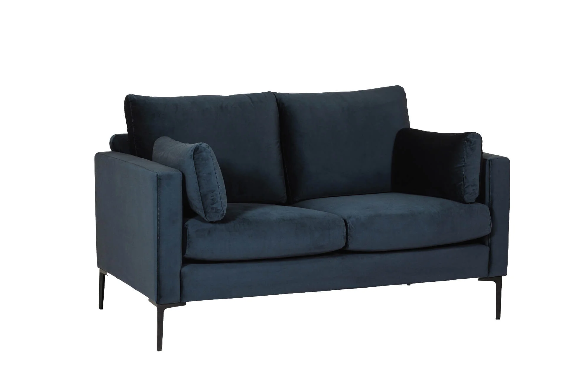Wren 2 Seater Sofa – Navy Fabric with Black Metal Legs - Image 8