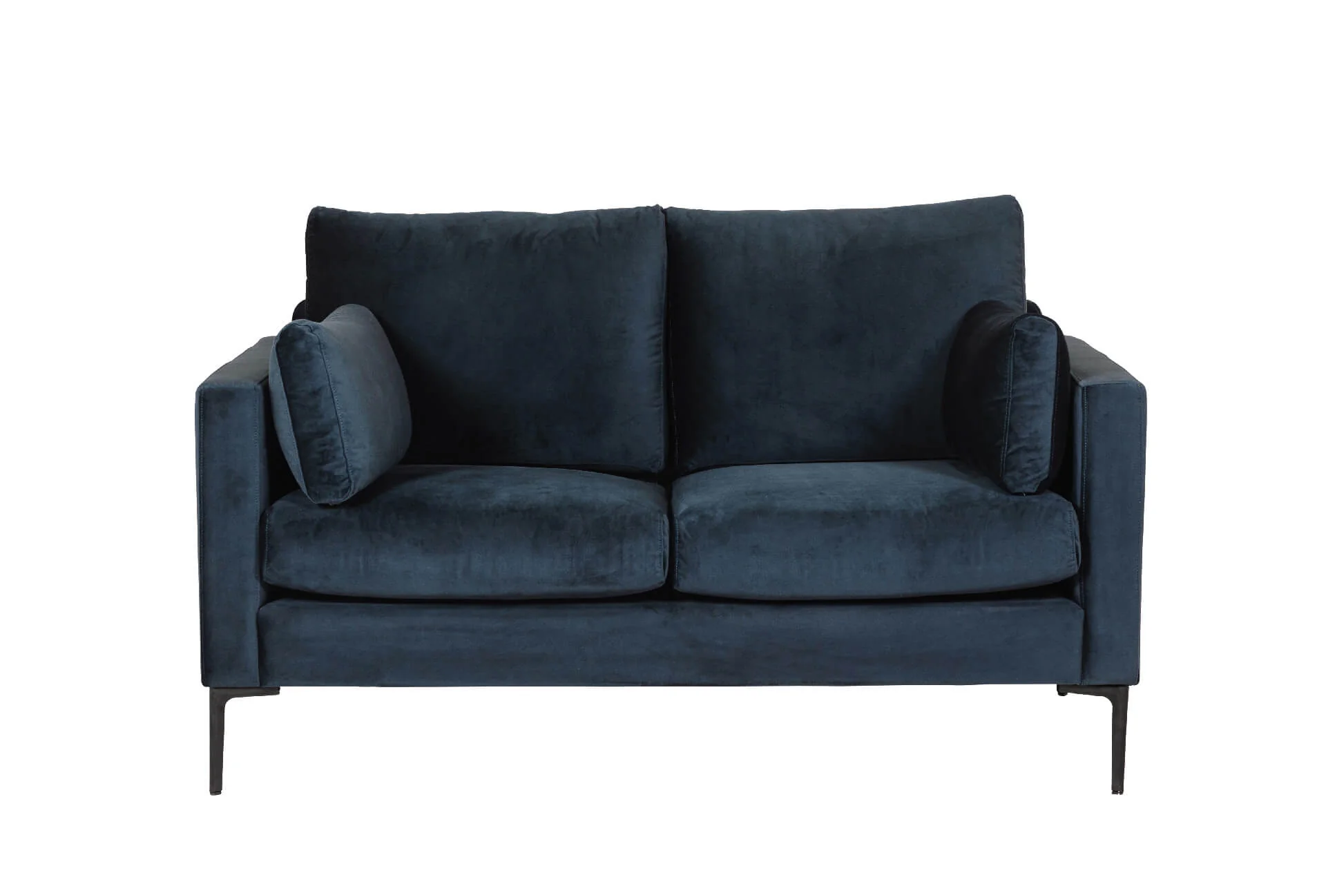Wren 2 Seater Sofa – Navy Fabric with Black Metal Legs - Image 9