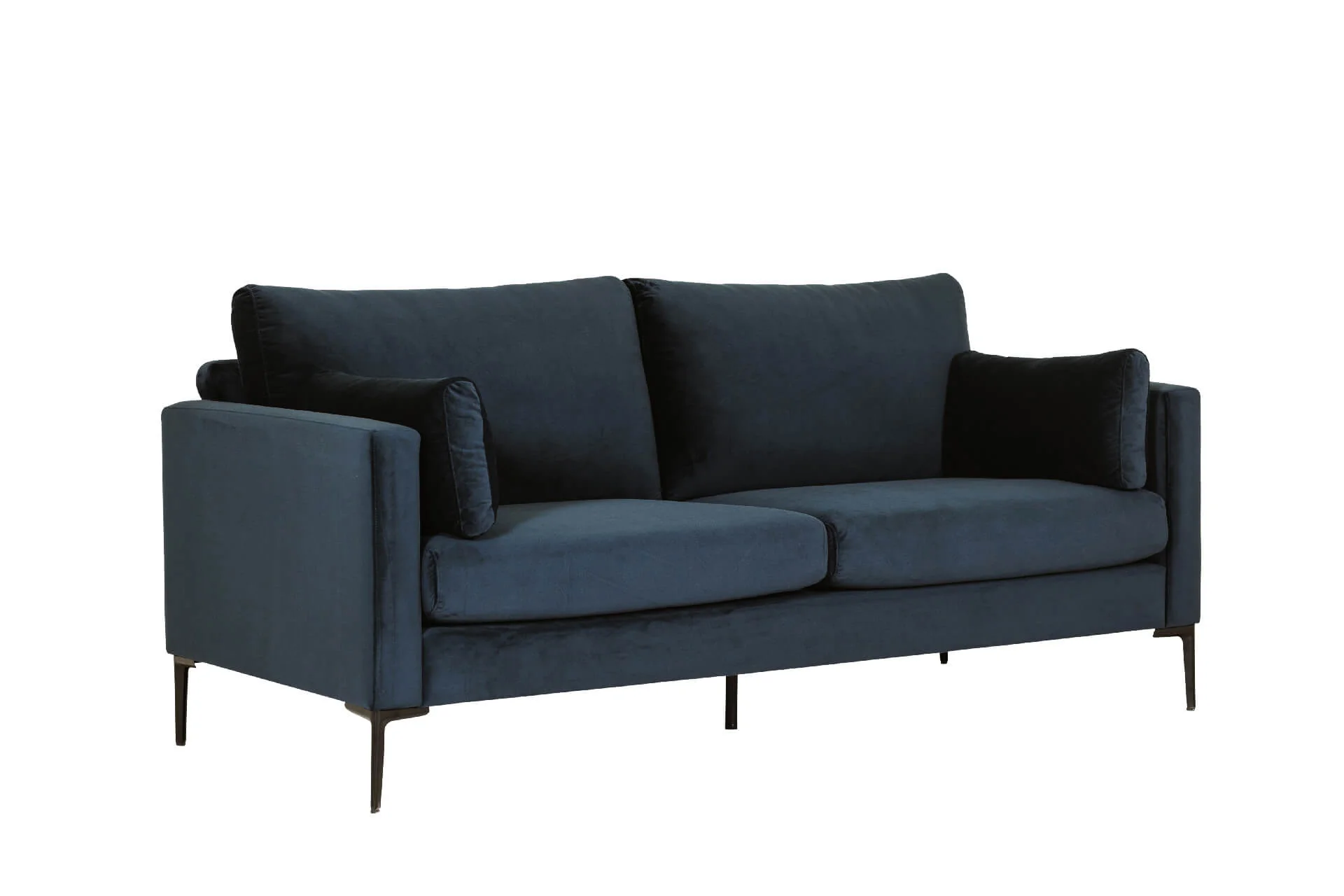 Wren 3 Seater Sofa – Navy Fabric with Black Metal Legs - Image 6