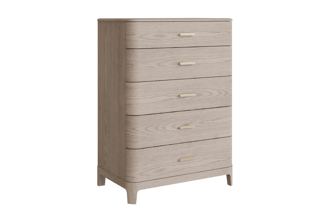 Zahra Tall Chest 5 Drawer – Parisian Cream with Metal Handles 1125mm - Image 2