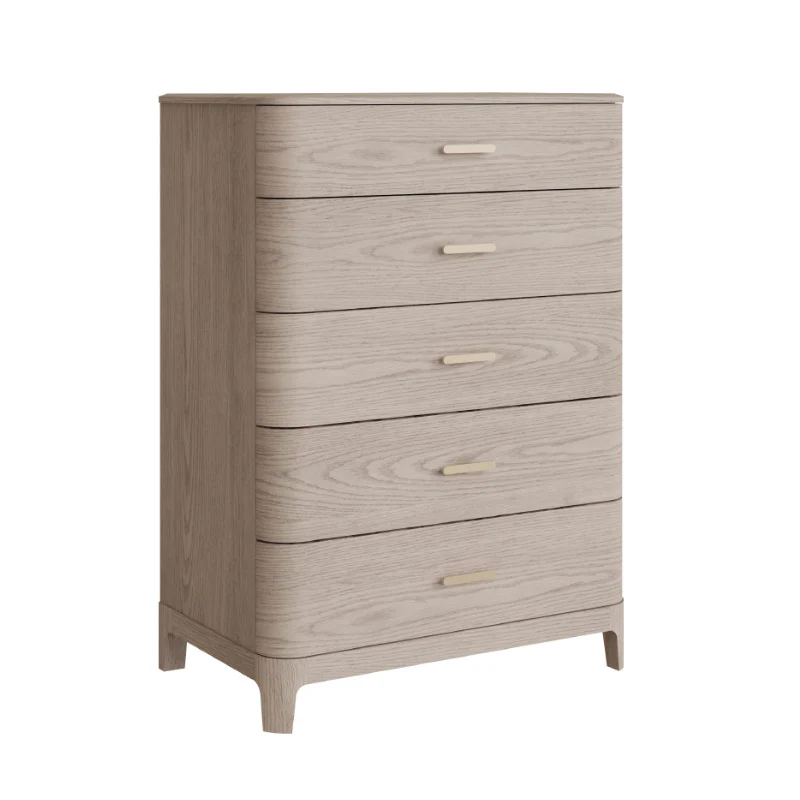 Zahra Tall Chest 5 Drawer – Parisian Cream with Metal Handles 1125mm - Image 3