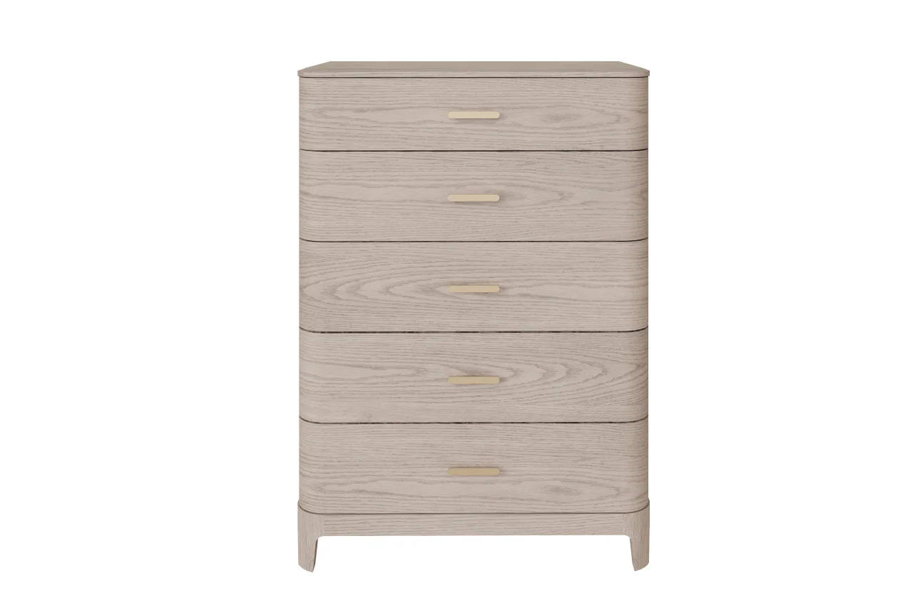 Zahra Tall Chest 5 Drawer – Parisian Cream with Metal Handles 1125mm - Image 4