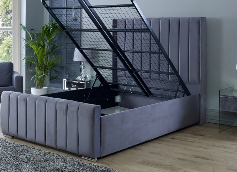 Zara Fabric Bed – Upholstered Frame with Ottoman Storage - Image 6