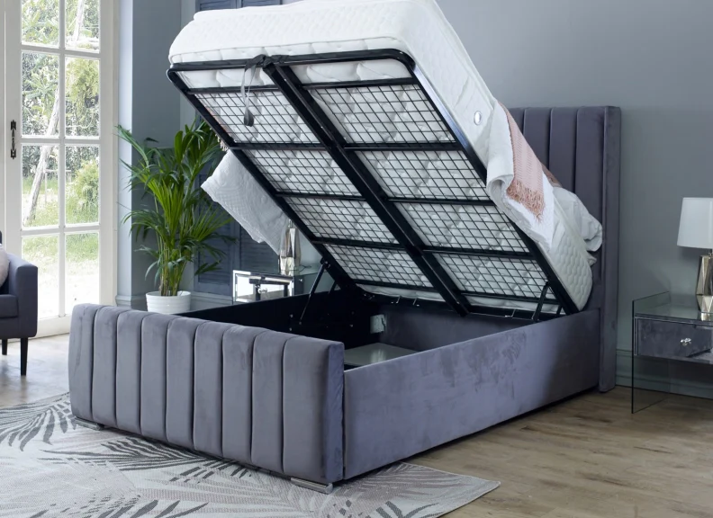 Zara Fabric Bed – Upholstered Frame with Ottoman Storage - Image 7