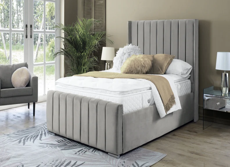 Zara Velvet Bed – Upholstered Frame with Optional Ottoman Storage - Image 12