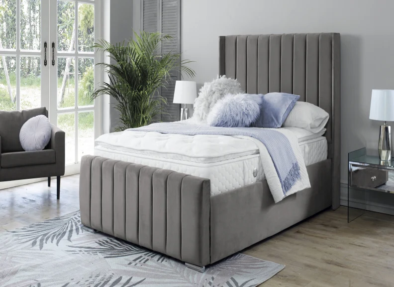 Zara Velvet Bed – Upholstered Frame with Optional Ottoman Storage - Image 22
