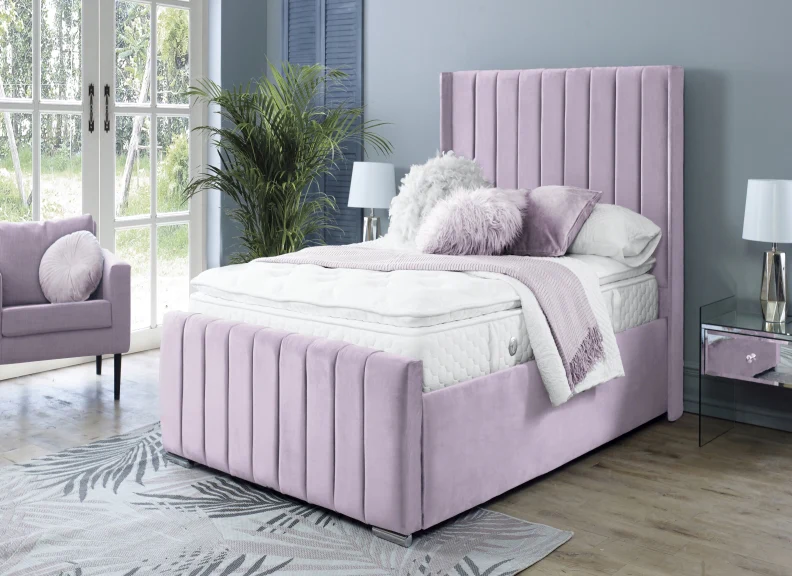 Zara Velvet Bed – Upholstered Frame with Optional Ottoman Storage - Image 26