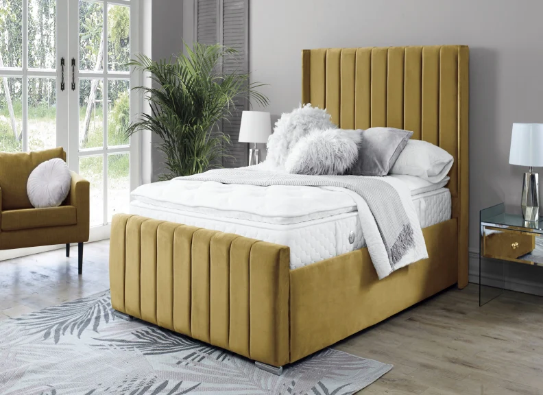 Zara Velvet Bed – Upholstered Frame with Optional Ottoman Storage - Image 35