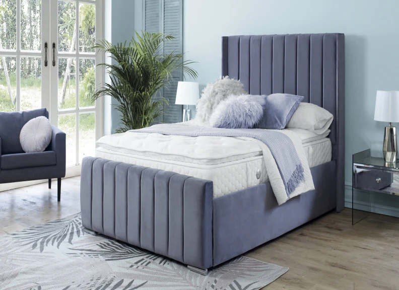 Zara Velvet Bed – Upholstered Frame with Optional Ottoman Storage - Image 55