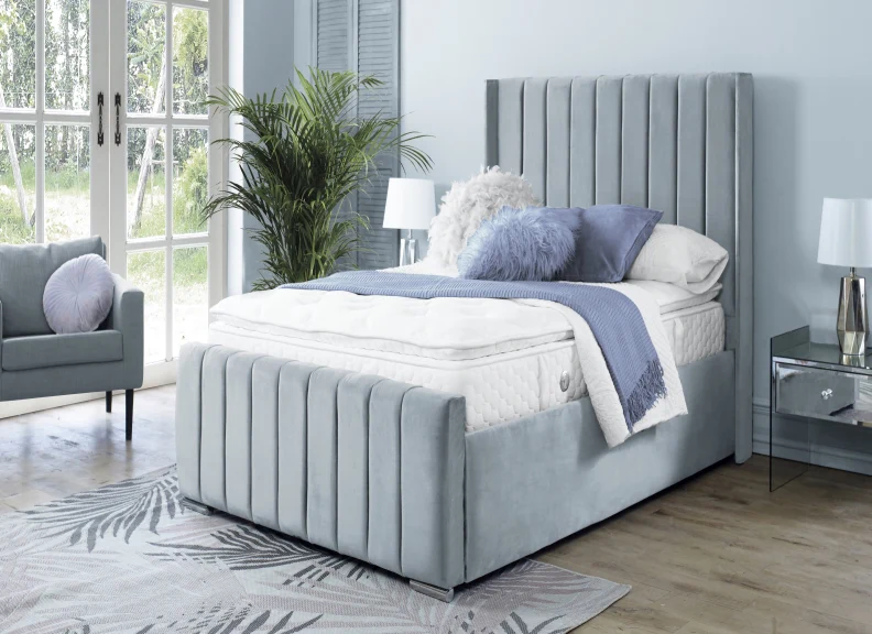 Zara Velvet Bed – Upholstered Frame with Optional Ottoman Storage - Image 77