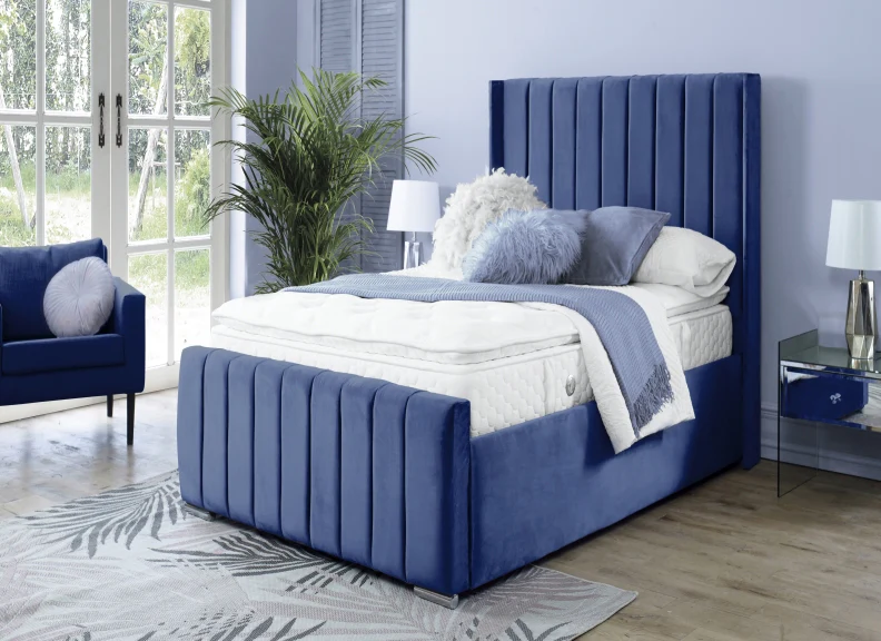 Zara Velvet Bed – Upholstered Frame with Optional Ottoman Storage - Image 89